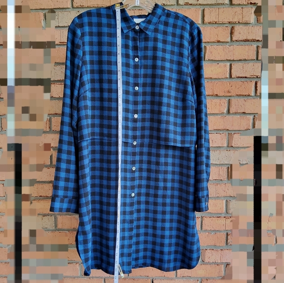 J.Jill. Blue Black Plaid Button Up Long Sleeve Tunic Shirt BlouseTop Size S - Picture 2 of 10